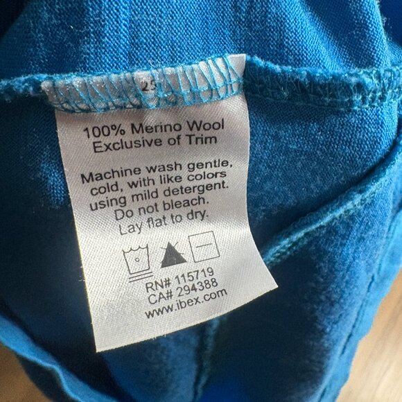 Ibex Merino Wool Cross Over Mock Neck Top teal blue S small base layer shirt xs - Picture 9 of 9